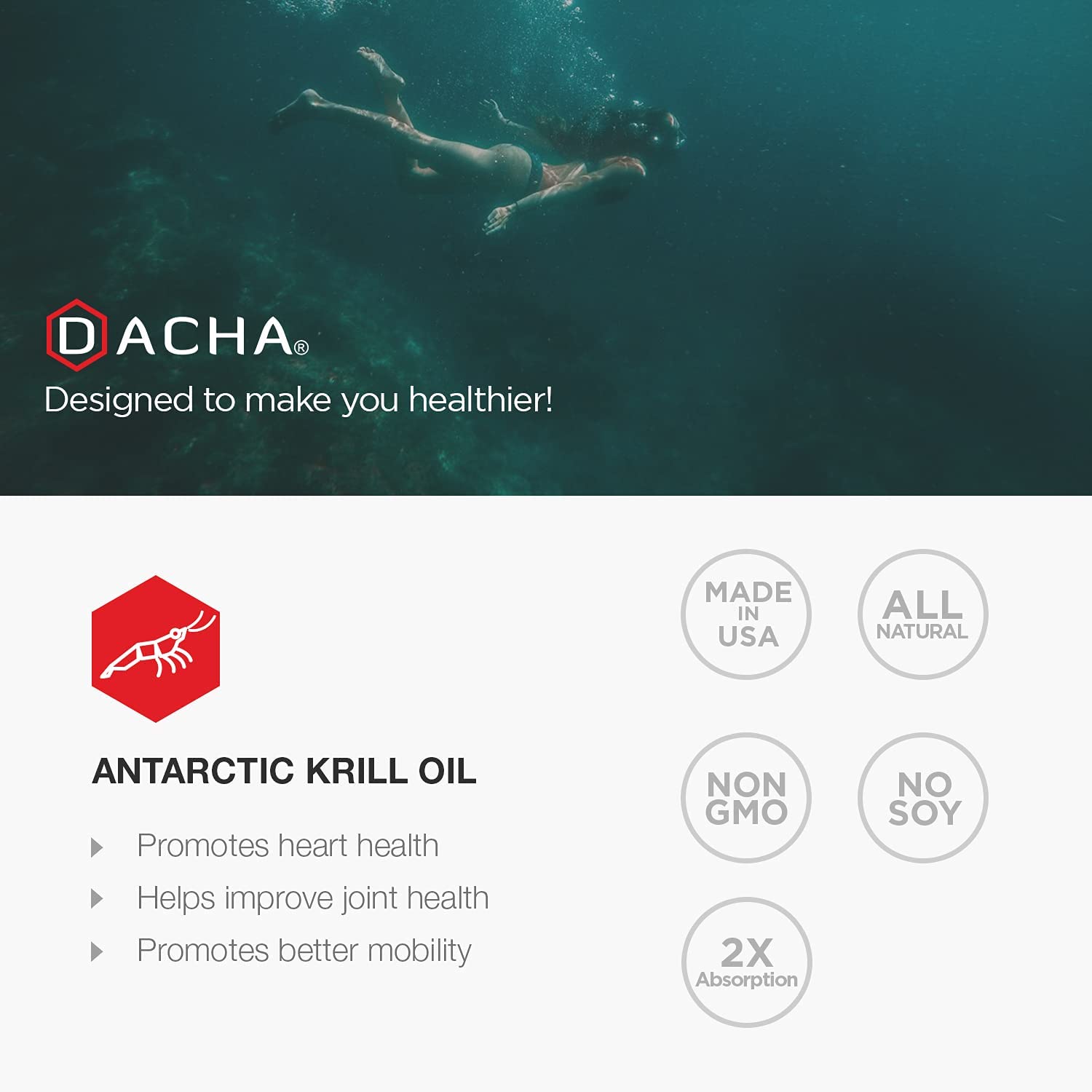 DACHA Premium Antarctic Krill Oil Supplement Softgels